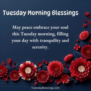 May peace embrace your soul this Tuesday morning, filling your day with tranquility and serenity.